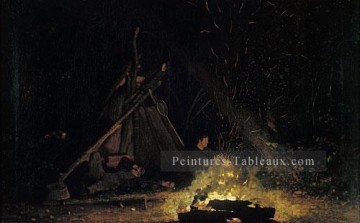  camp - Feu de camp réalisme peintre Winslow Homer
